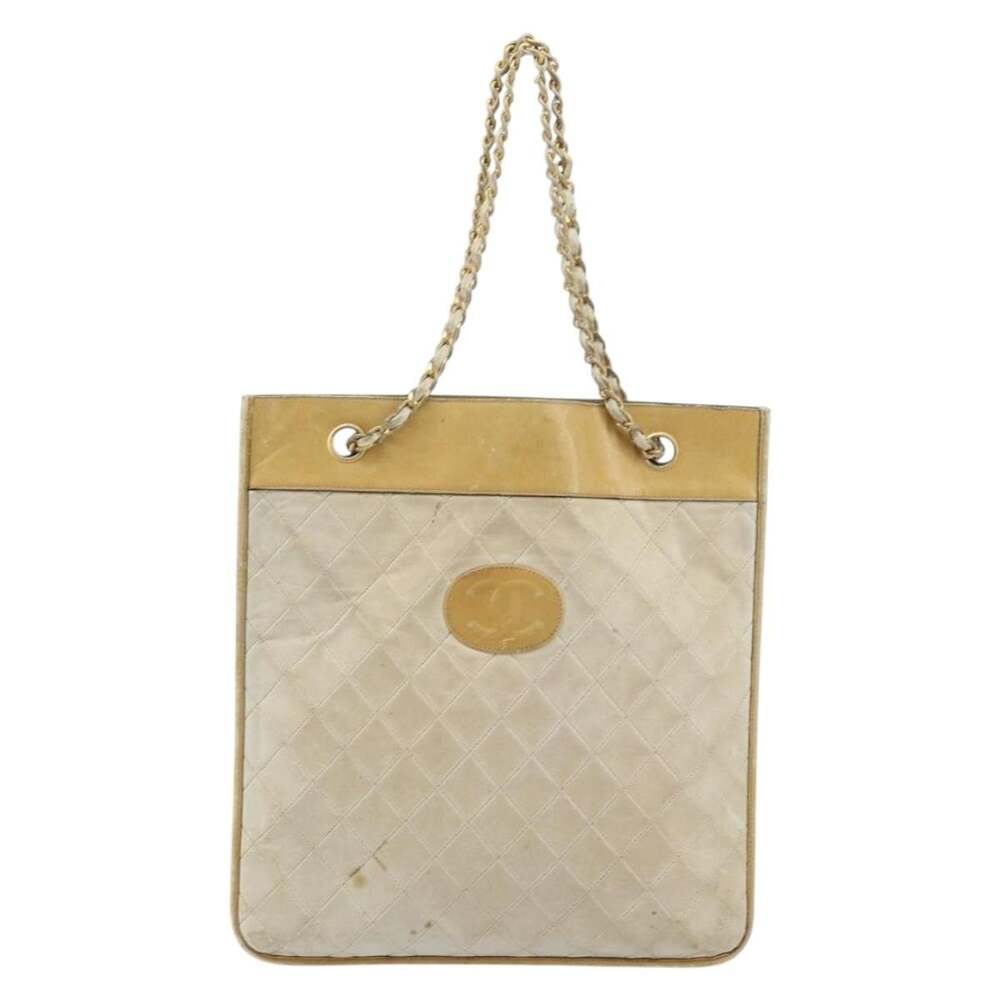 Chanel Lambskin Chain Tote Bag Beige